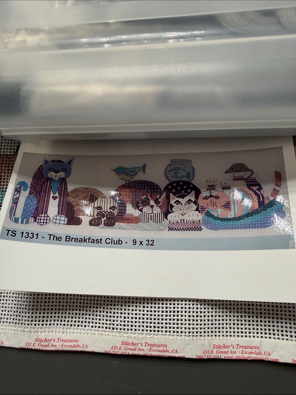 KIT Hand Painted Needlepoint Canvas “The Breakfast Club”. 🐈‍⬛
